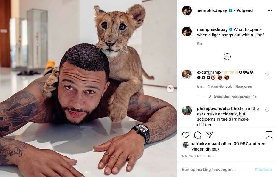 Kjeld Nuis vindt foto van Memphis Depay met leeuwenjong 'heel jammer', Achterklap